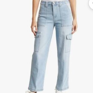 Flying Angle Jeans Cargo Skater Light Wash Straight Leg with Stretch 28